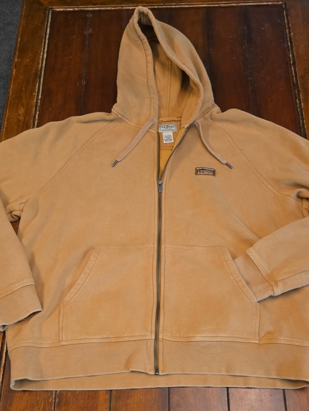 L.L. Bean Men's Caramel Tan Full-Zip Hooded Sweatshirt